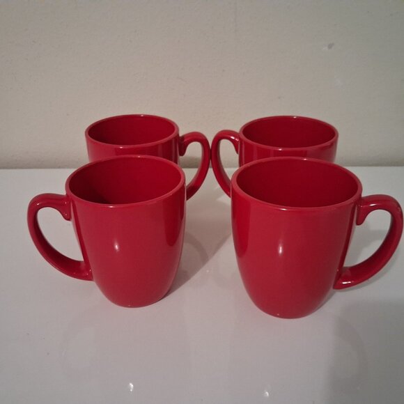Corelle Coordinates Red Stoneware Coffee Mugs Cups Holds 12 oz. Set of 4, EUC - Picture 4 of 10